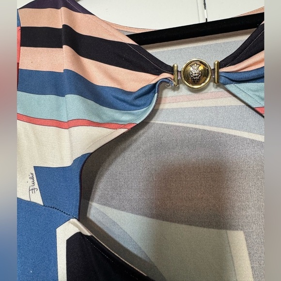 Beautiful Emilio Pucci Multicolor Geometric Long Sleeve Silk Dress EUC - Picture 6 of 10